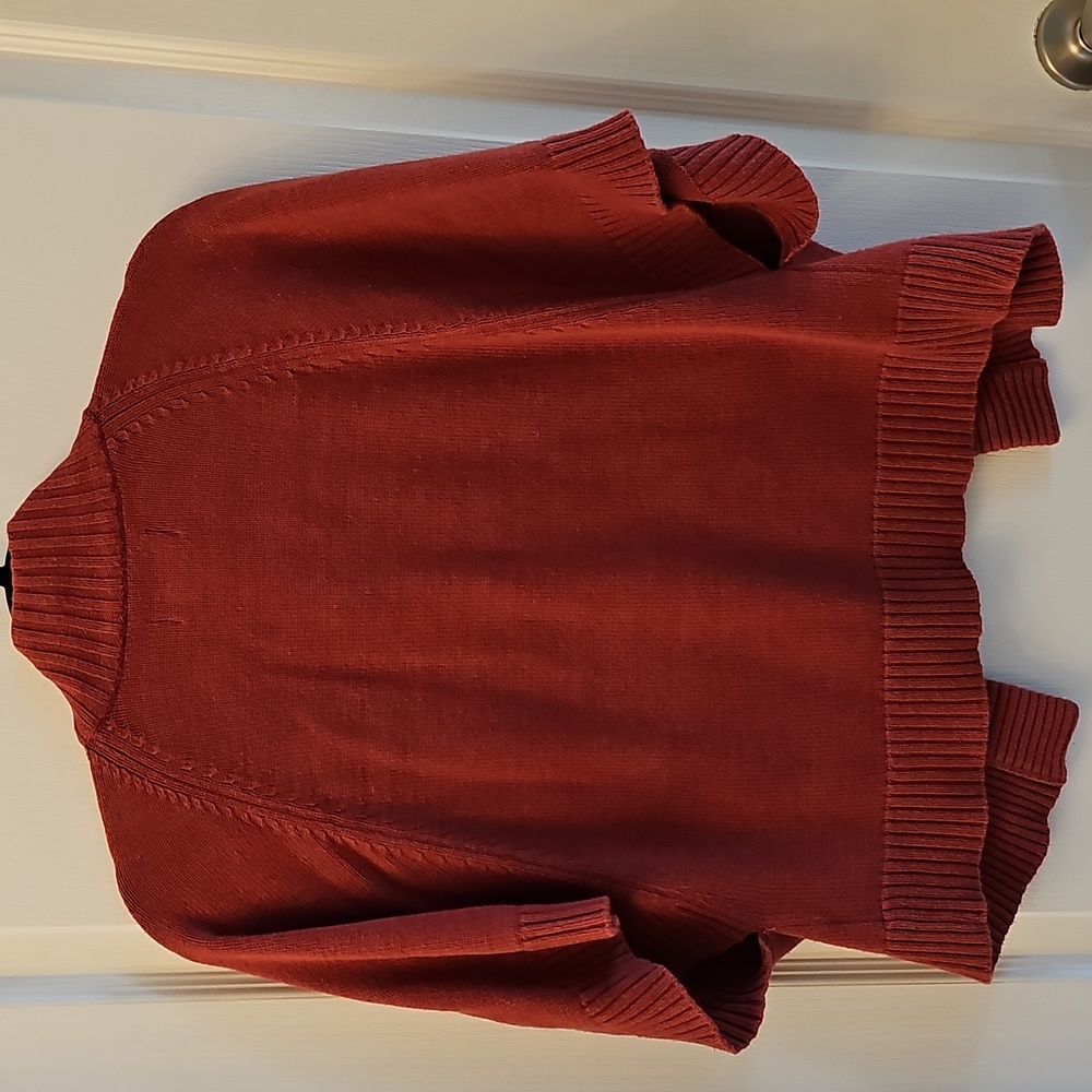 Sonoma Orange/ Brick Cable Knit Cardigan - Picture 5 of 6
